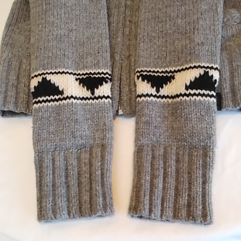 Aritzia TNA 100% Lambswool Grey Zip Up Cowichan Sea to Sky Women's S Sweater - Picture 9 of 13